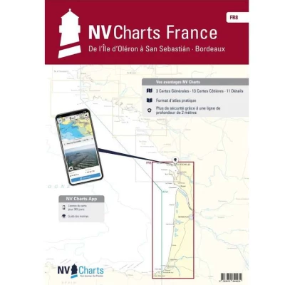 Carte marine NV Atlas France - FR8 - Île d'Oléron à San Sebastian - Bordeaux - NV Chart