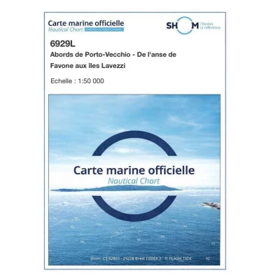 Carte marine 6929L du Shom - Abords de Porto-Vecchio - De l'anse de Favone aux îles Lavezzi - Shom