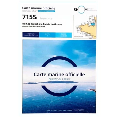 Carte marine 7155L du Shom - Du Cap Fréhel à la Pointe du Grouin - Approches de Saint-Malo - Shom