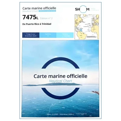 Carte marine 7475L du Shom - De Puerto Rico à Trinidad - Shom