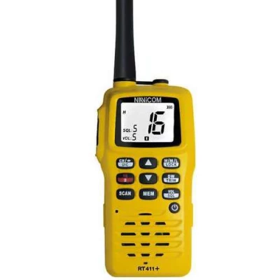 VHF professionnelle portable RT411+ 6W, étanche IPX6, flottante avec FlashLight et WDT par Navicom - Navicom