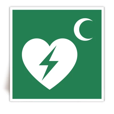 E010C/IMPA 33.4137 - Panneau Défibrillateur cardiaque automatique externe - Symbol Croissant - ISO 7010 - FlashTide