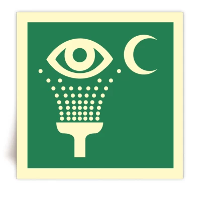 E011/IMPA 33.4152 - Panneau �quipement de rin�age des yeux photoluminescent - Symbole Croissant - ISO 7010 - FlashTide