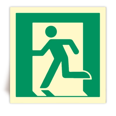 E001 - Panneau Sortie de Secours � Gauche photoluminescent - ISO 7010 - FlashTide