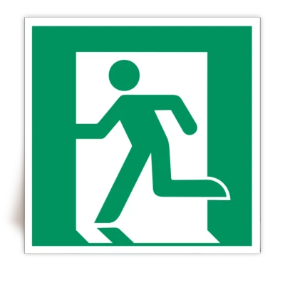 E001 - Panneau Sortie de Secours à Gauche - ISO 7010 - FlashTide